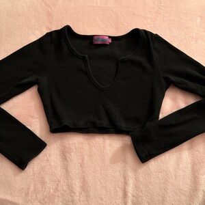 Edikted Black Long Sleeve Crop Top XS